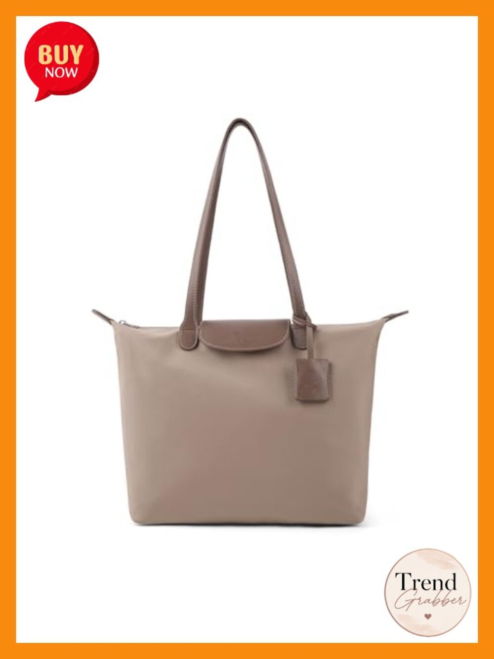 Large Capacity Waterproof Nylon Tote Bag with Zipper Closure, Shoulder Handbag